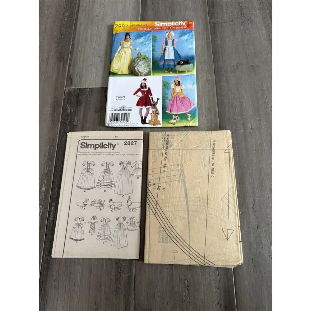 Simplicity 2827 Adult & Dog Storybook Costumes Size HH 6-12 Halloween Sewing